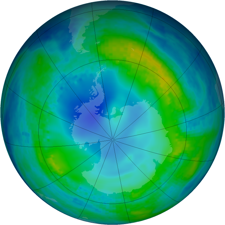 Antarctic ozone map for 16 May 2004